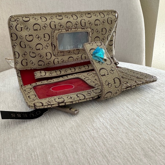 NWT GUESS Los Angeles Vintage Wallet Brown & Tan - Picture 6 of 7